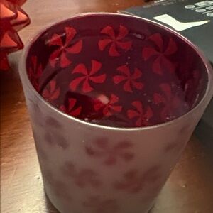 Peppermint red white votive holder